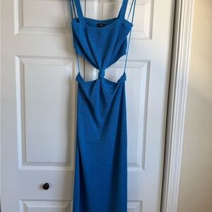 Express Vibrant Blue Backless Dress
